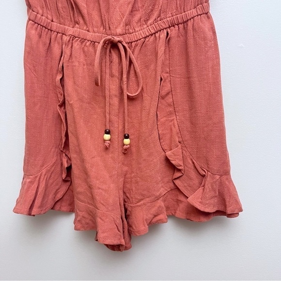 Pink Lily Never A Compromise Terracotta Strapless Linen Romper Women's Small - Picture 4 of 14